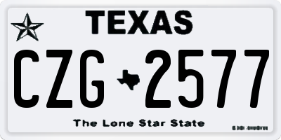 TX license plate CZG2577