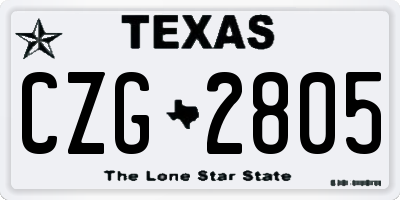 TX license plate CZG2805