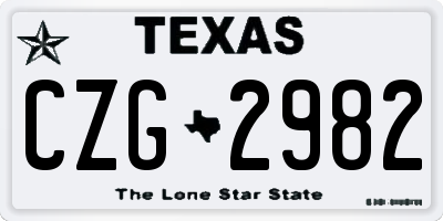 TX license plate CZG2982