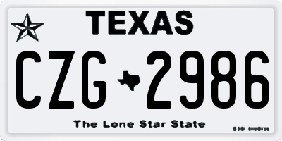 TX license plate CZG2986