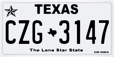 TX license plate CZG3147