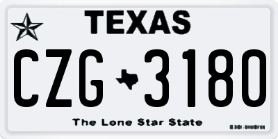 TX license plate CZG3180