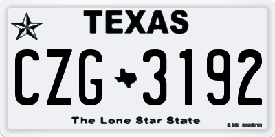 TX license plate CZG3192
