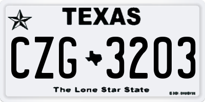 TX license plate CZG3203