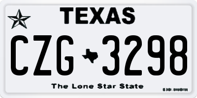 TX license plate CZG3298