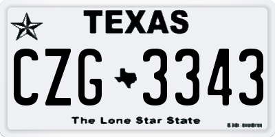 TX license plate CZG3343