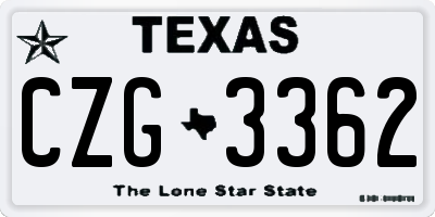 TX license plate CZG3362