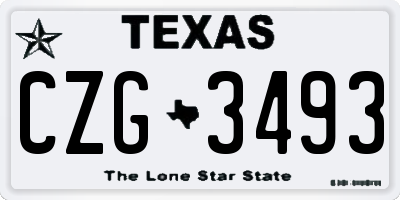 TX license plate CZG3493
