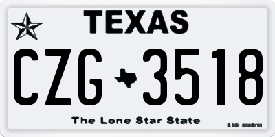 TX license plate CZG3518