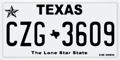 TX license plate CZG3609