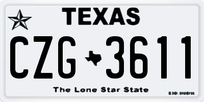 TX license plate CZG3611