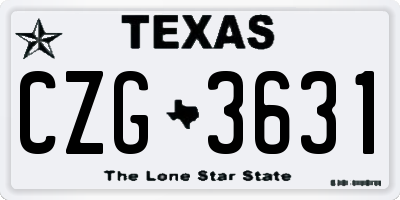 TX license plate CZG3631