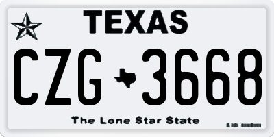 TX license plate CZG3668