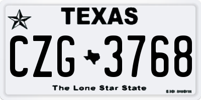 TX license plate CZG3768