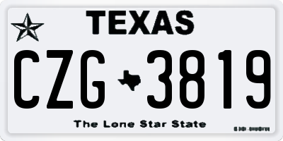 TX license plate CZG3819