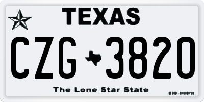 TX license plate CZG3820