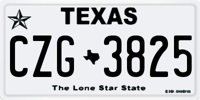 TX license plate CZG3825