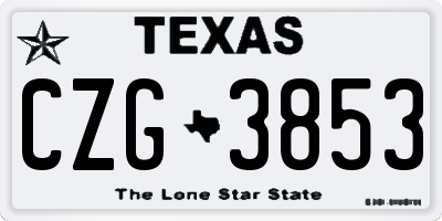 TX license plate CZG3853