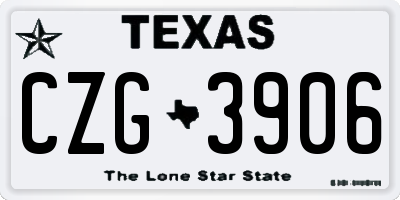 TX license plate CZG3906