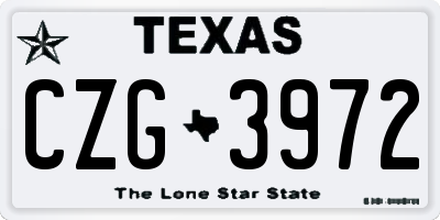 TX license plate CZG3972