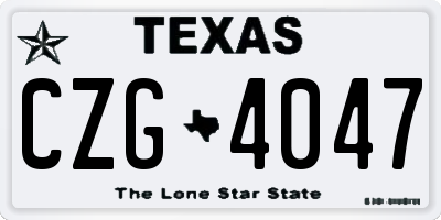 TX license plate CZG4047