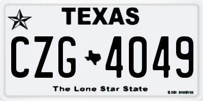 TX license plate CZG4049