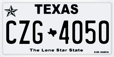 TX license plate CZG4050