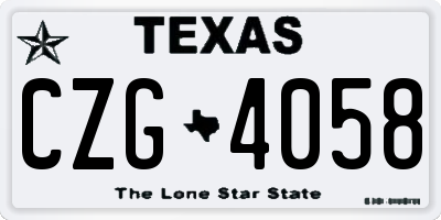 TX license plate CZG4058