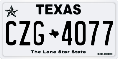 TX license plate CZG4077