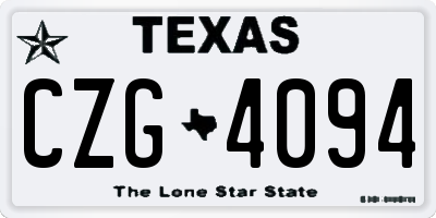 TX license plate CZG4094