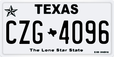 TX license plate CZG4096