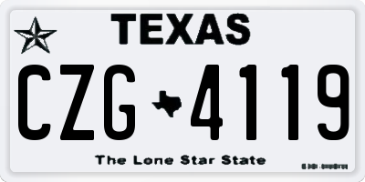 TX license plate CZG4119