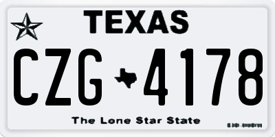 TX license plate CZG4178