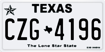 TX license plate CZG4196