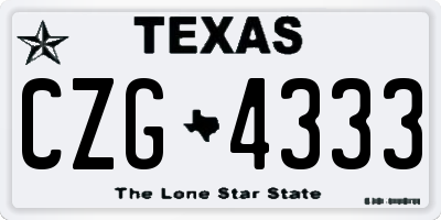 TX license plate CZG4333