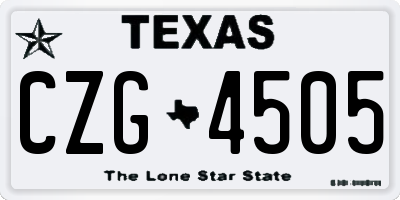 TX license plate CZG4505