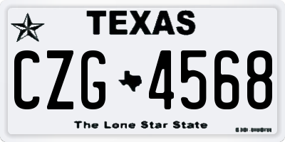 TX license plate CZG4568