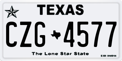 TX license plate CZG4577