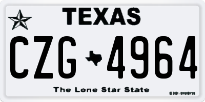 TX license plate CZG4964