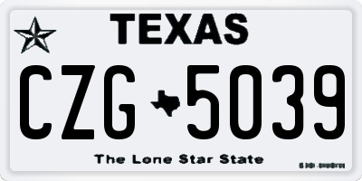 TX license plate CZG5039