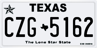 TX license plate CZG5162
