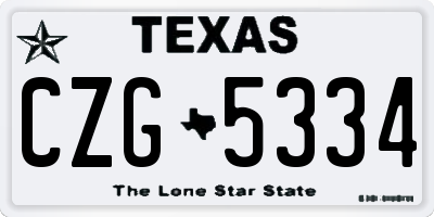 TX license plate CZG5334