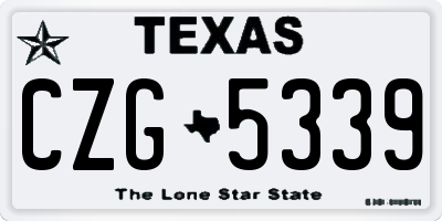 TX license plate CZG5339