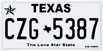 TX license plate CZG5387