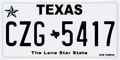 TX license plate CZG5417