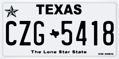 TX license plate CZG5418