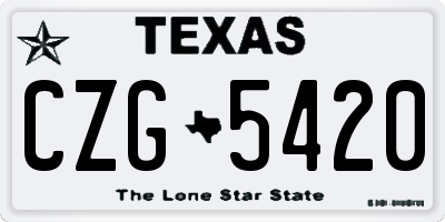 TX license plate CZG5420