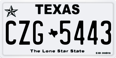 TX license plate CZG5443