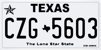 TX license plate CZG5603
