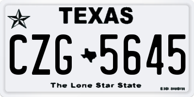 TX license plate CZG5645